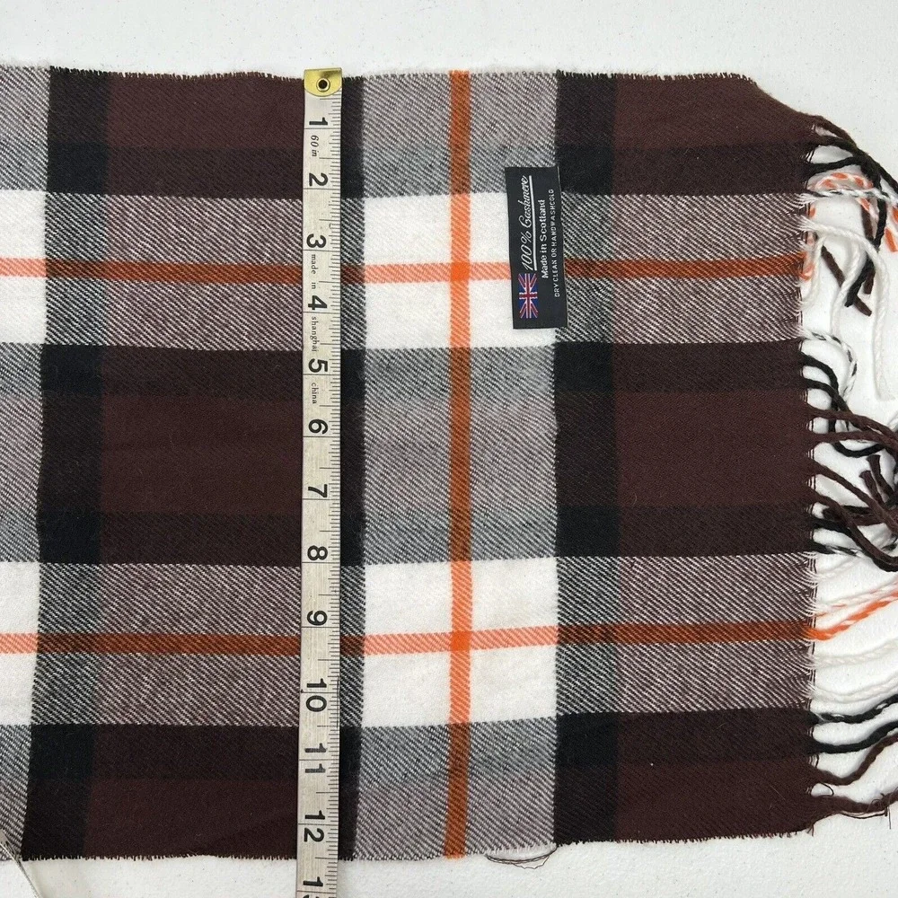 Cashmere Scarf Soft Luxurious Classic Multicolor Plaid Fringe Made Scotland Cozy